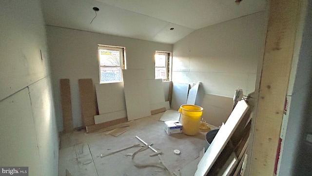 bathroom with vaulted ceiling