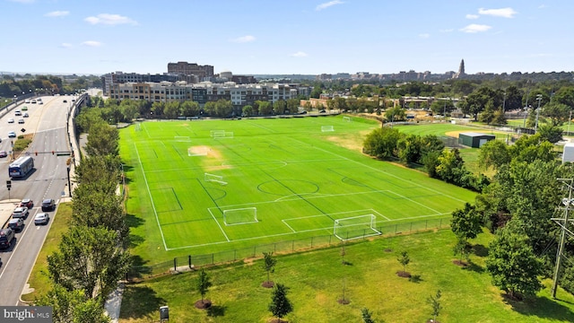 birds eye view of property featuring a view of city