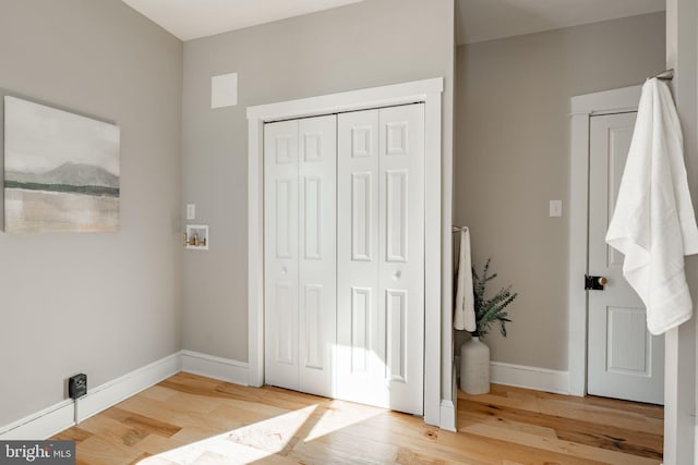 interior space with hardwood / wood-style floors and a closet