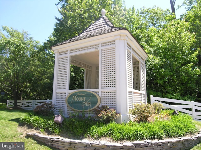 community sign featuring fence