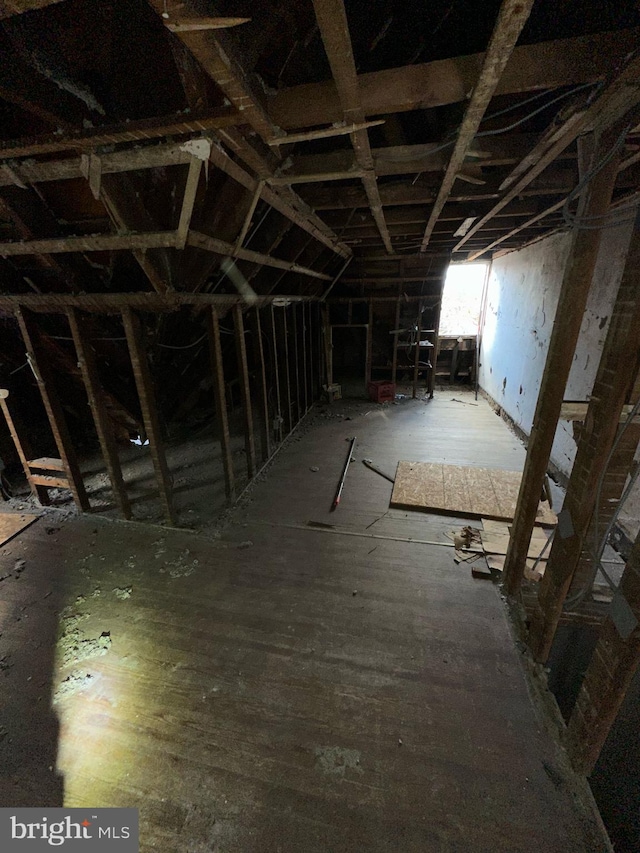 view of unfinished attic