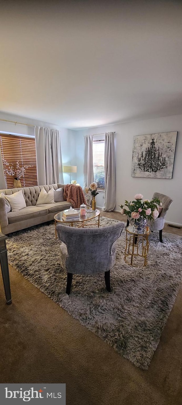 view of carpeted living area