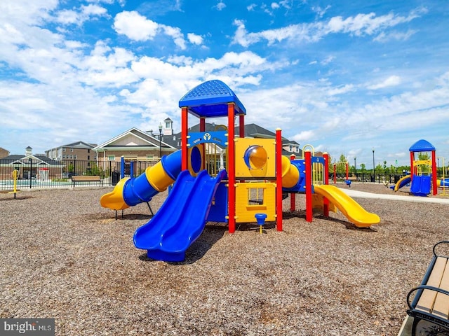 community play area featuring fence