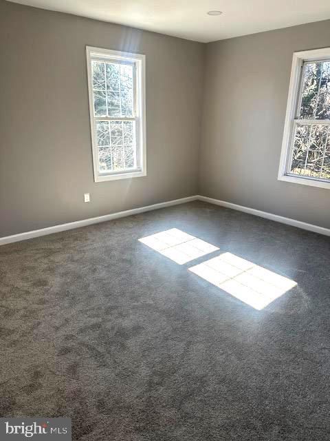 empty room with dark colored carpet