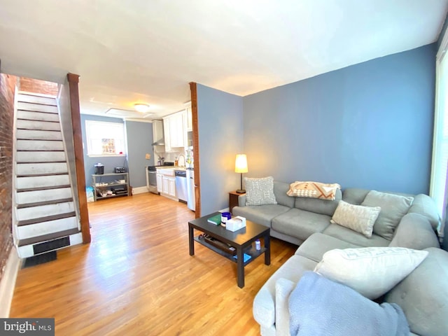 living room featuring light hardwood / wood-style floors