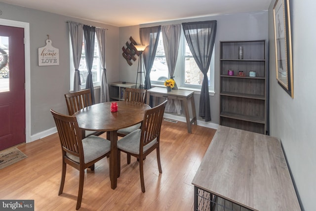 dining room with light hardwood / wood-style floors and a wealth of natural light