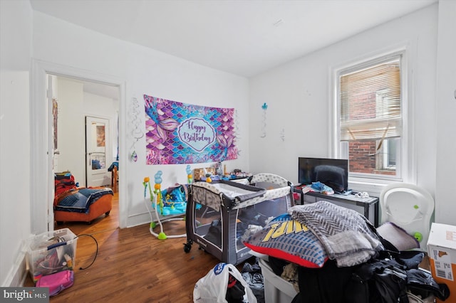 bedroom featuring wood-type flooring