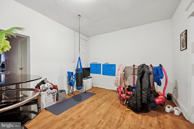 miscellaneous room with hardwood / wood-style floors