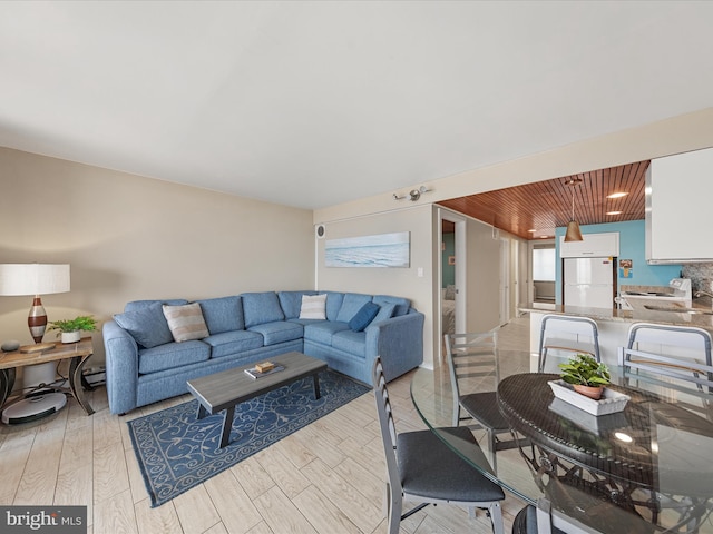 living room featuring light hardwood / wood-style floors