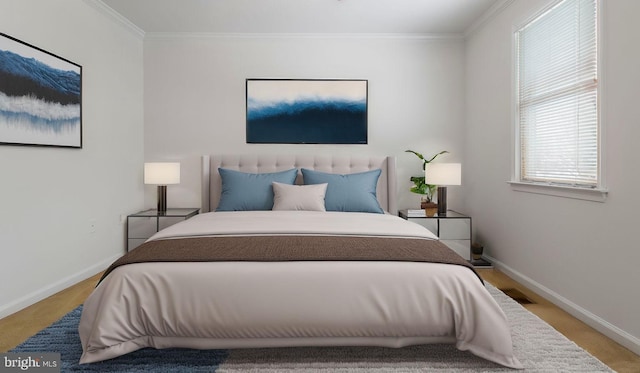 bedroom featuring ornamental molding