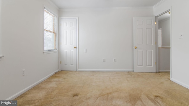 carpeted empty room with crown molding and a wealth of natural light