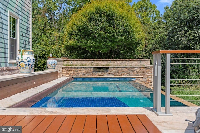 view of pool featuring a fenced in pool