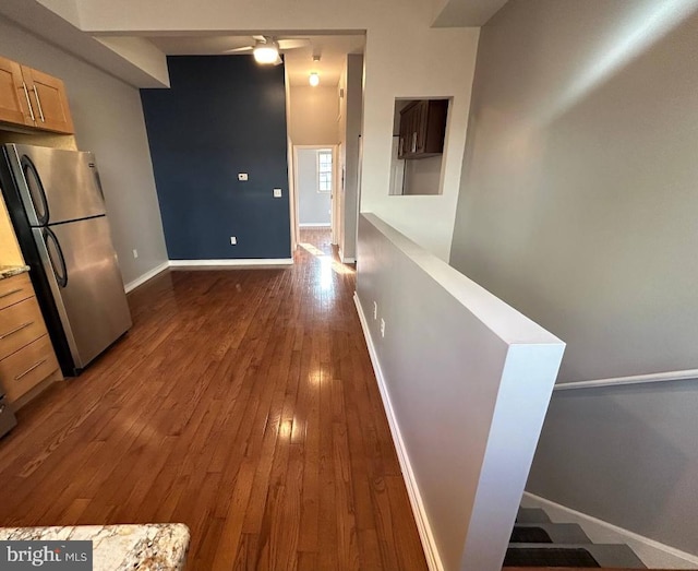 interior space with dark hardwood / wood-style flooring