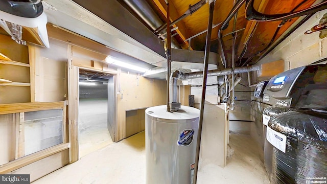 utility room with water heater