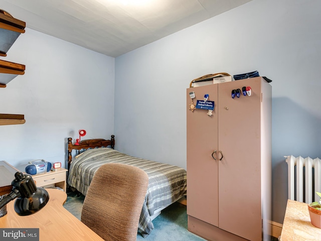 bedroom featuring radiator