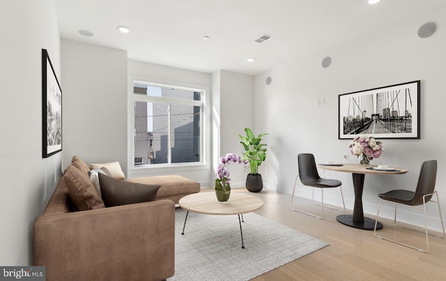 living room featuring light hardwood / wood-style floors