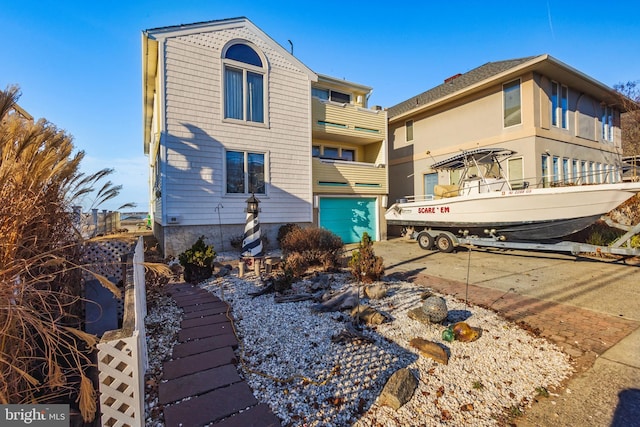 exterior space featuring a garage