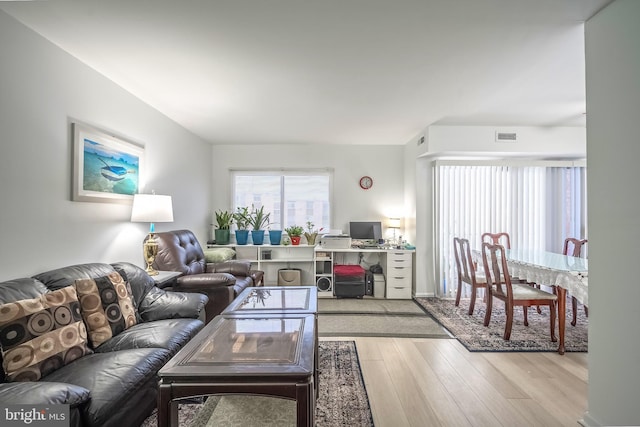 living room featuring light hardwood / wood-style flooring