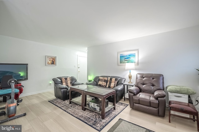 living room with light hardwood / wood-style flooring