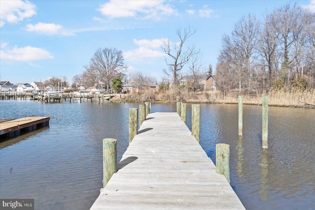 view of dock featuring a water view