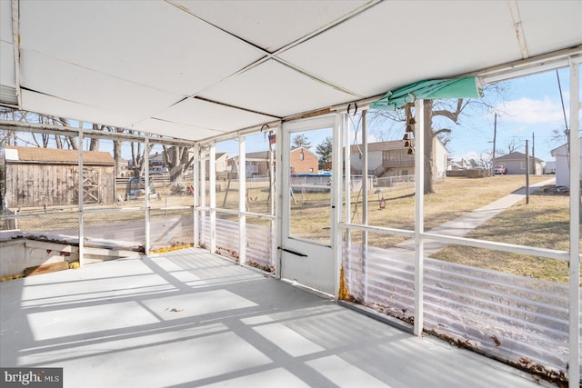 view of unfurnished sunroom