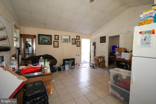 interior space featuring vaulted ceiling