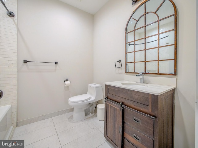 full bathroom with vanity, shower / bathing tub combination, and toilet