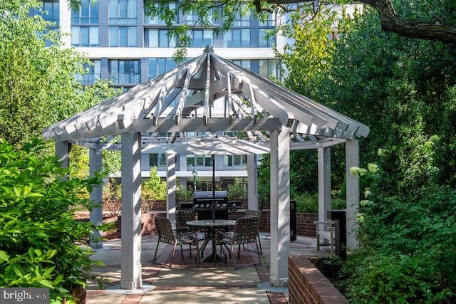 view of patio with a grill