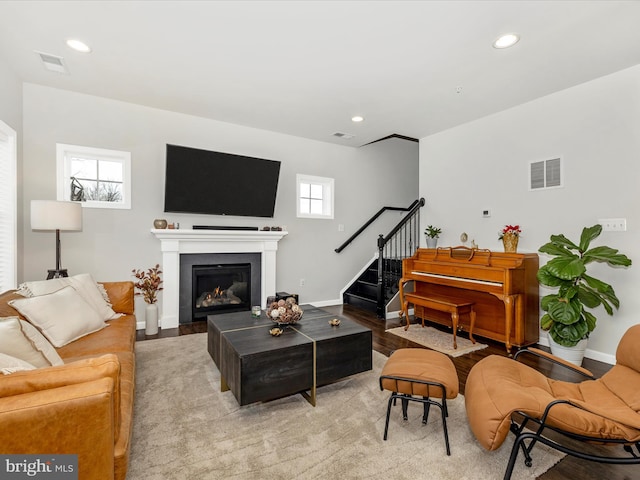 living room featuring light hardwood / wood-style floors