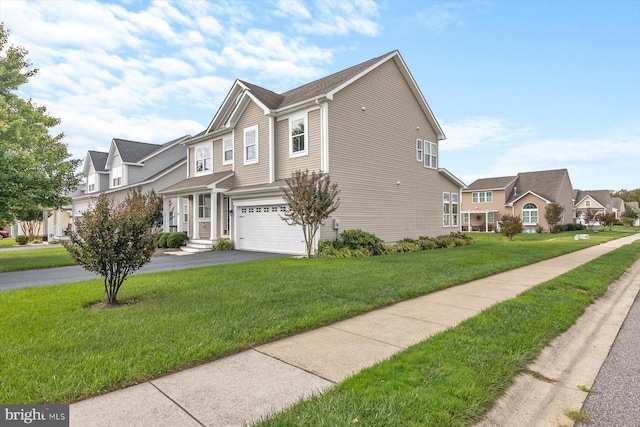 view of home's exterior with a yard and a garage