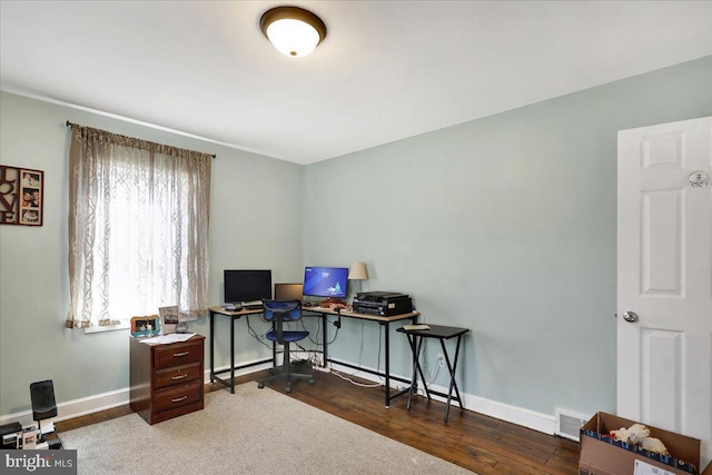 office featuring dark hardwood / wood-style flooring