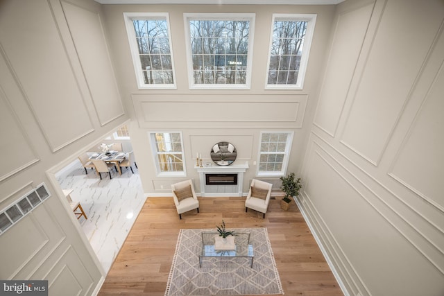 living room with light wood-type flooring