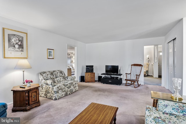 living room featuring carpet flooring