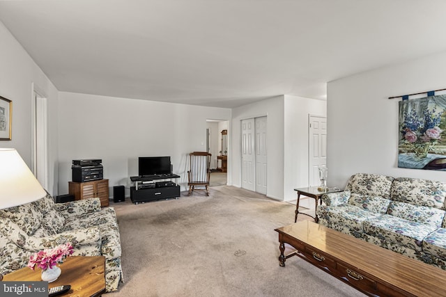 living room with light carpet