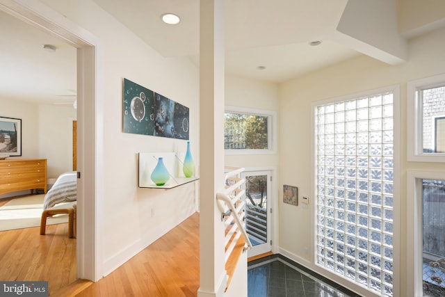 foyer entrance with wood-type flooring