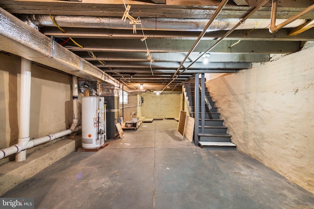 basement featuring gas water heater