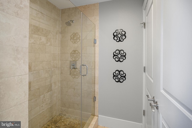 bathroom featuring walk in shower