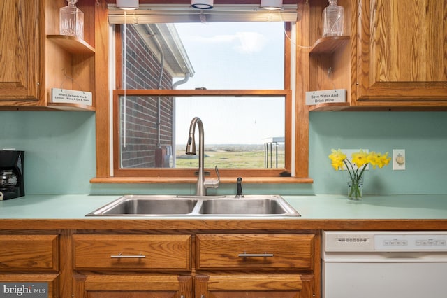 kitchen featuring white dishwasher and sink