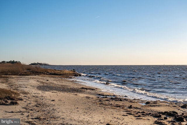 property view of water with a beach view