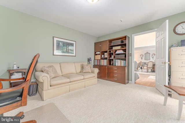 view of carpeted living area