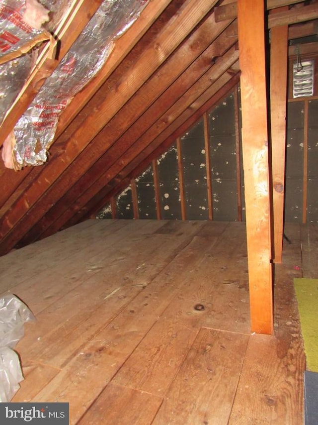 view of unfinished attic