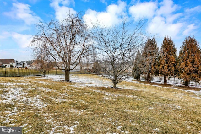 view of yard layered in snow