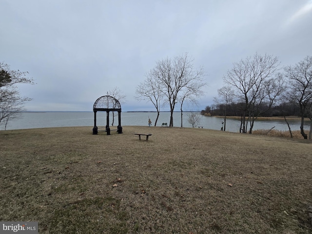exterior space featuring a water view
