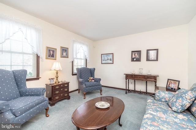 living room featuring carpet floors