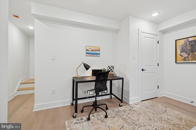 office area featuring light wood-type flooring