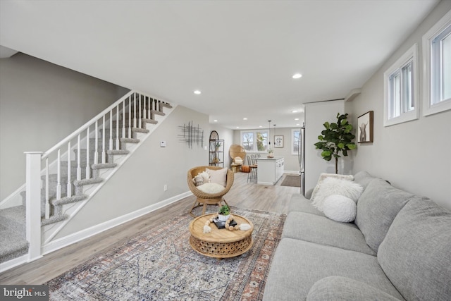 living room featuring light hardwood / wood-style floors