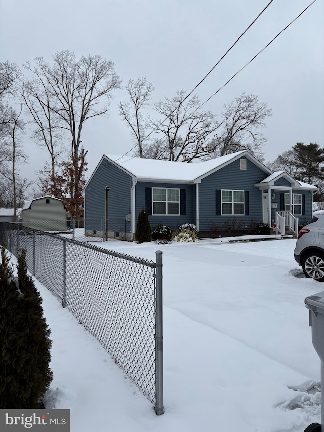 view of snow covered exterior