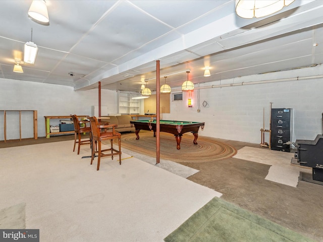 game room featuring concrete floors and billiards