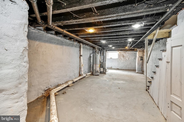 basement with water heater