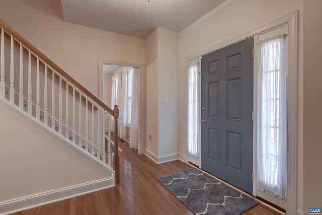 foyer entrance featuring hardwood / wood-style flooring